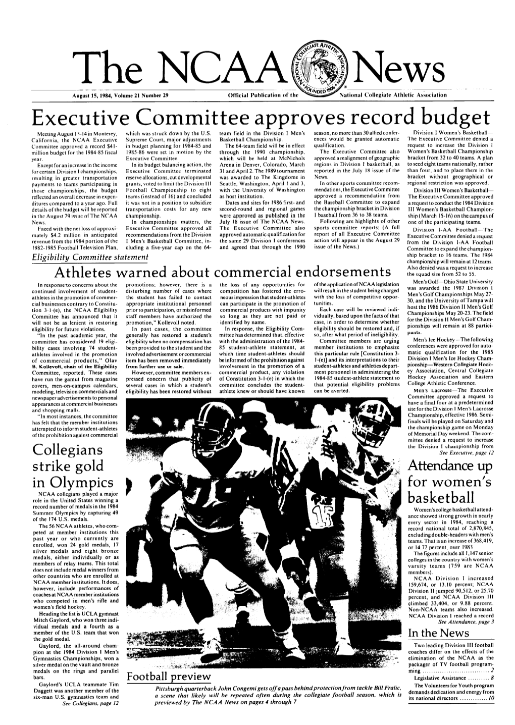 August 15, 1984 Rthe NCAA Footbd Preview Division I-A Features Competitive Balance by Mlchacl V