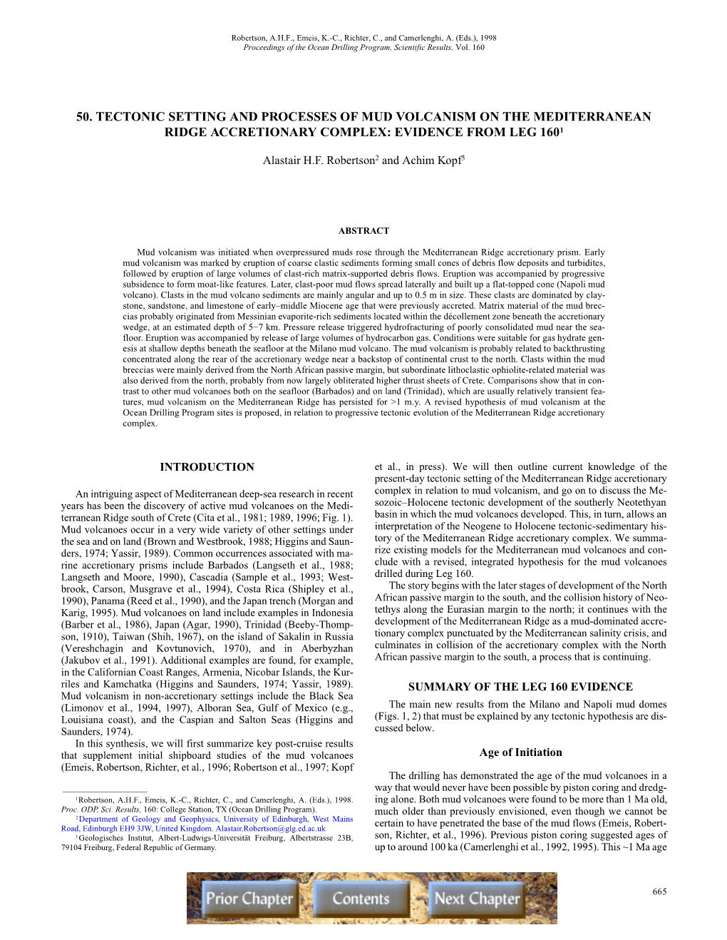 50. Tectonic Setting and Processes of Mud Volcanism on the Mediterranean Ridge Accretionary Complex: Evidence from Leg 1601