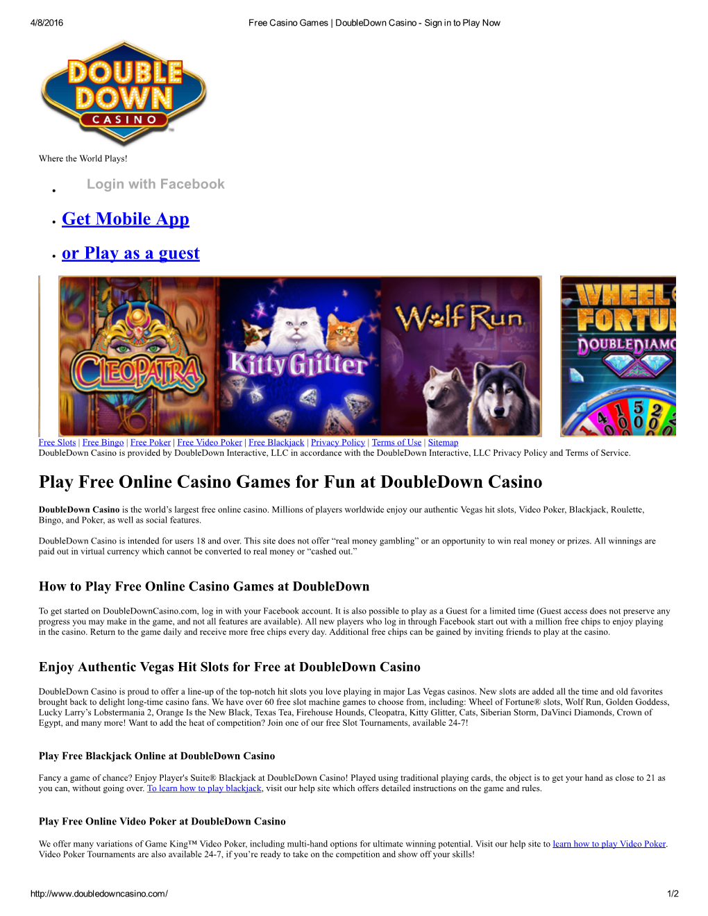 Get Mobile App Or Play As a Guest Play Free Online Casino Games For