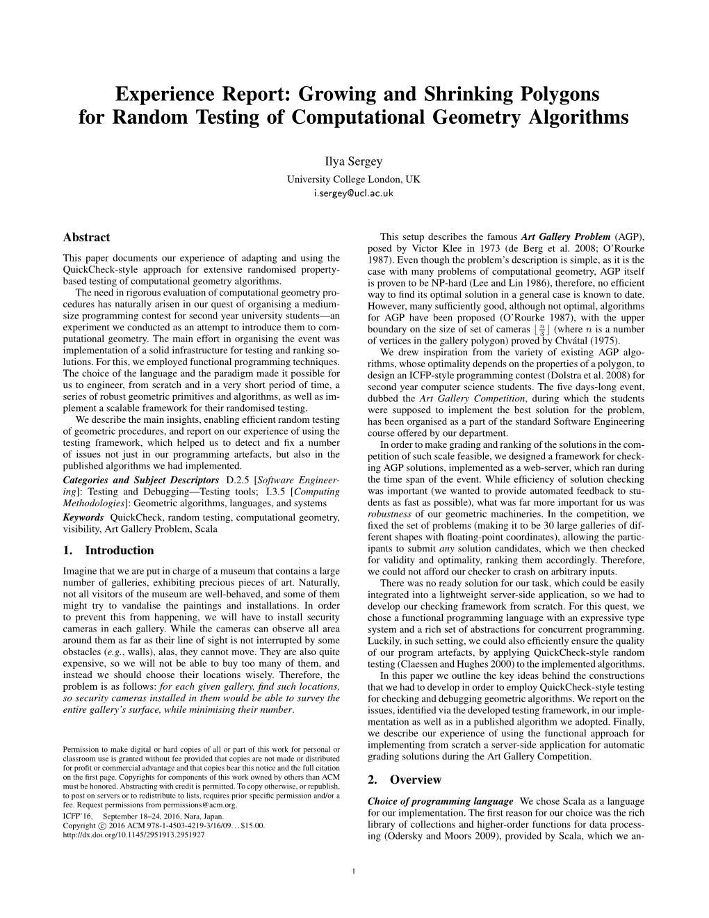 Experience Report: Growing and Shrinking Polygons for Random Testing of Computational Geometry Algorithms