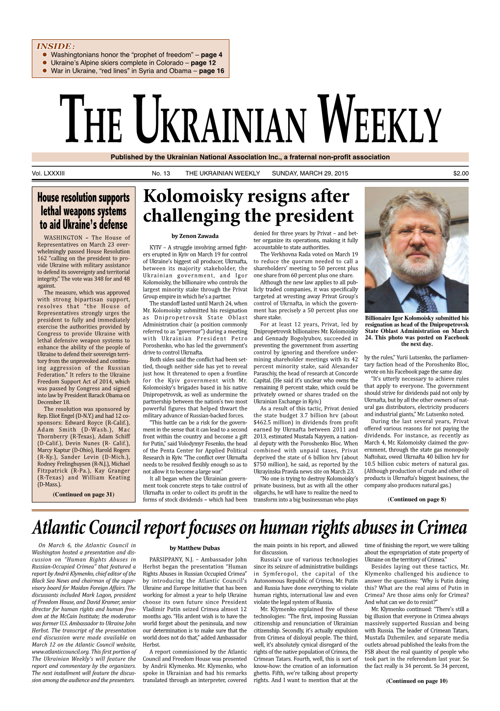 The Ukrainian Weekly, 2015