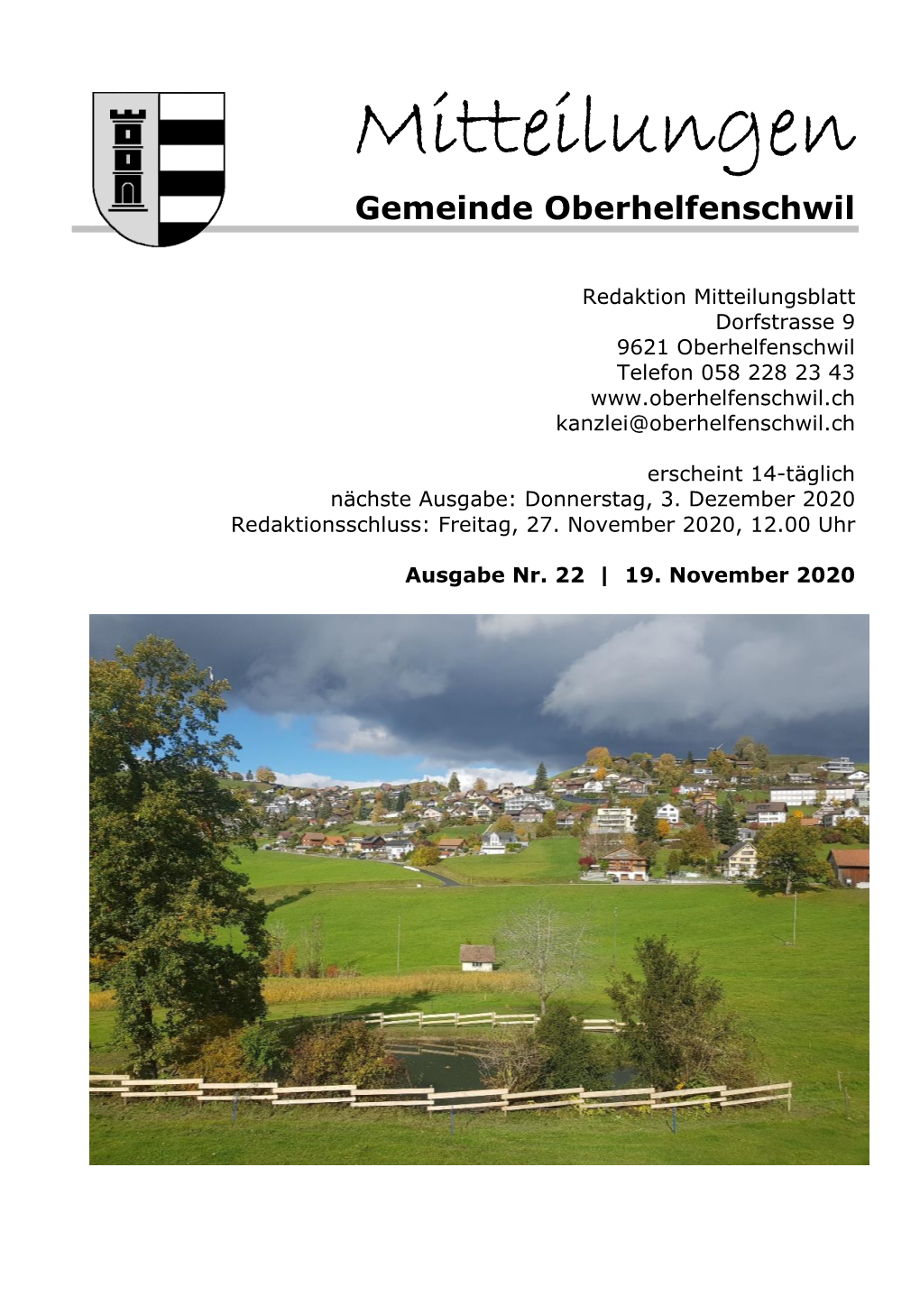 Mitteilungen Gemeinde Oberhelfenschwil