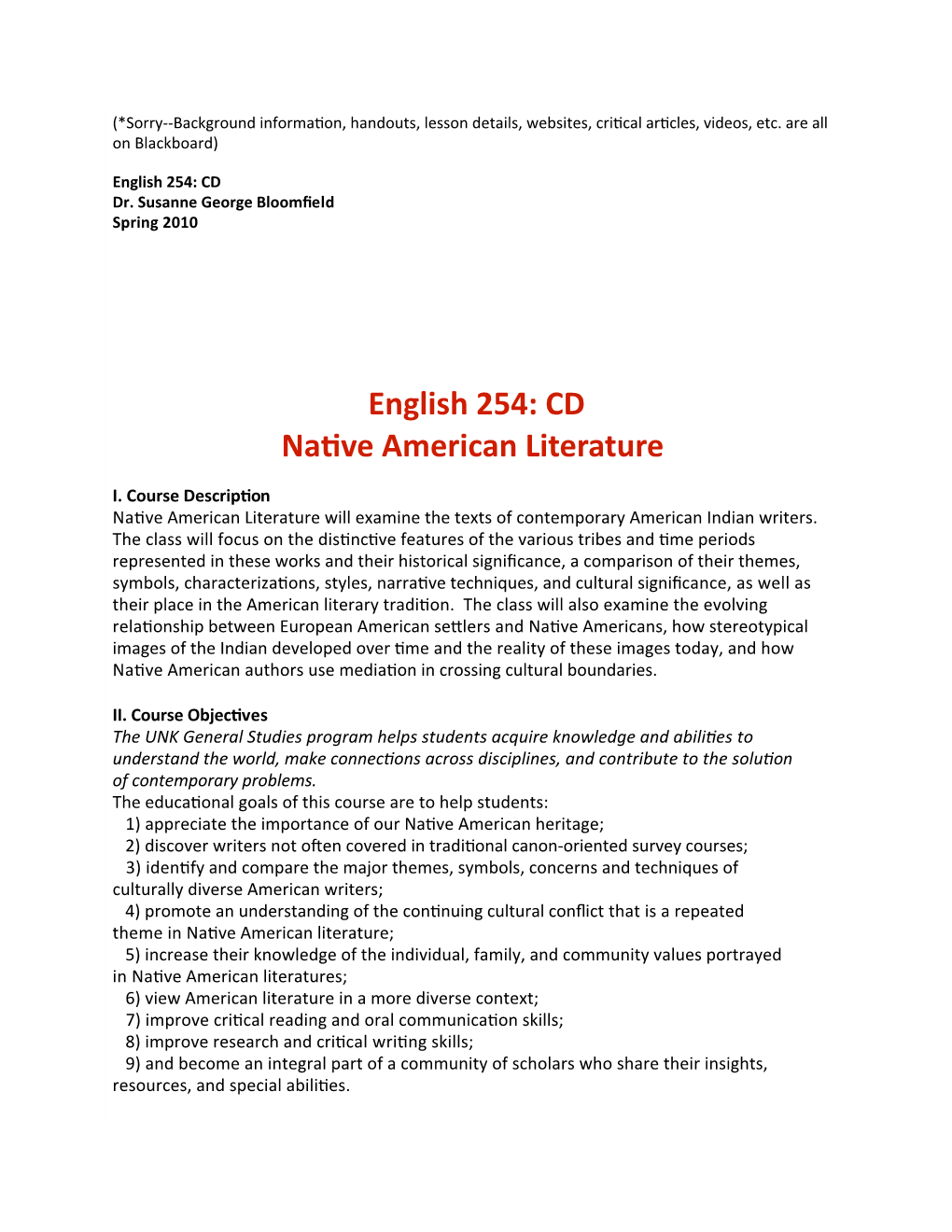 Native American Literature Syllabus.Rtf