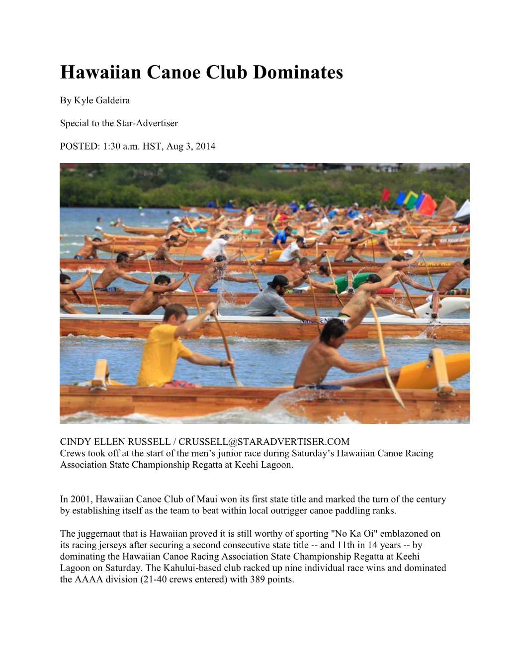 Hawaiian Canoe Club Dominates