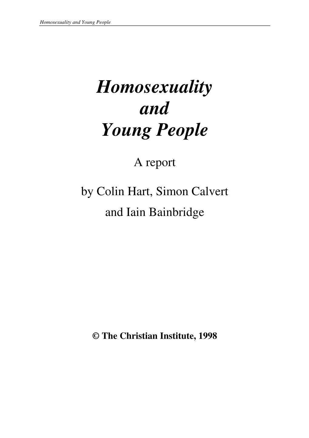 Homosexuality and Young People