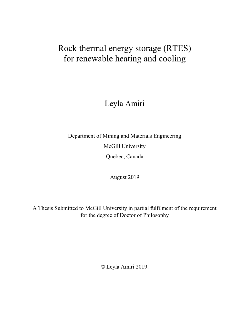 Rock Thermal Energy Storage (RTES) for Renewable Heating and Cooling