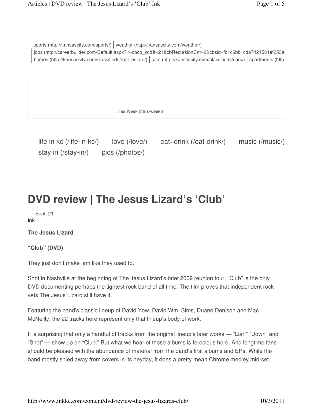 DVD Review | the Jesus Lizard's 'Club'