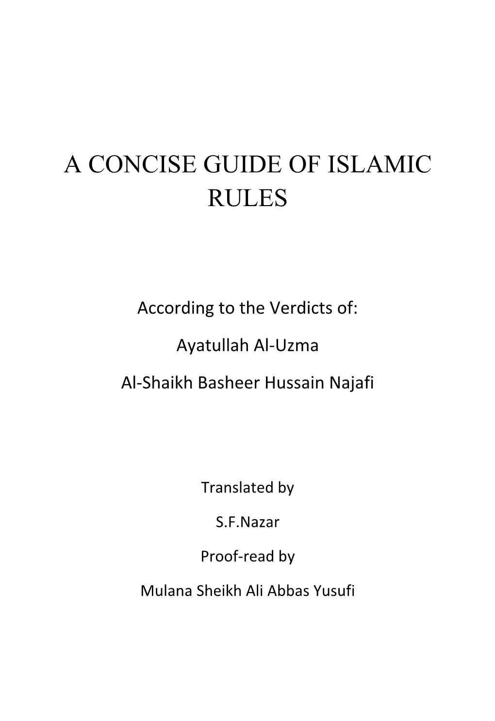 A Concise Guide of Islamic Rules