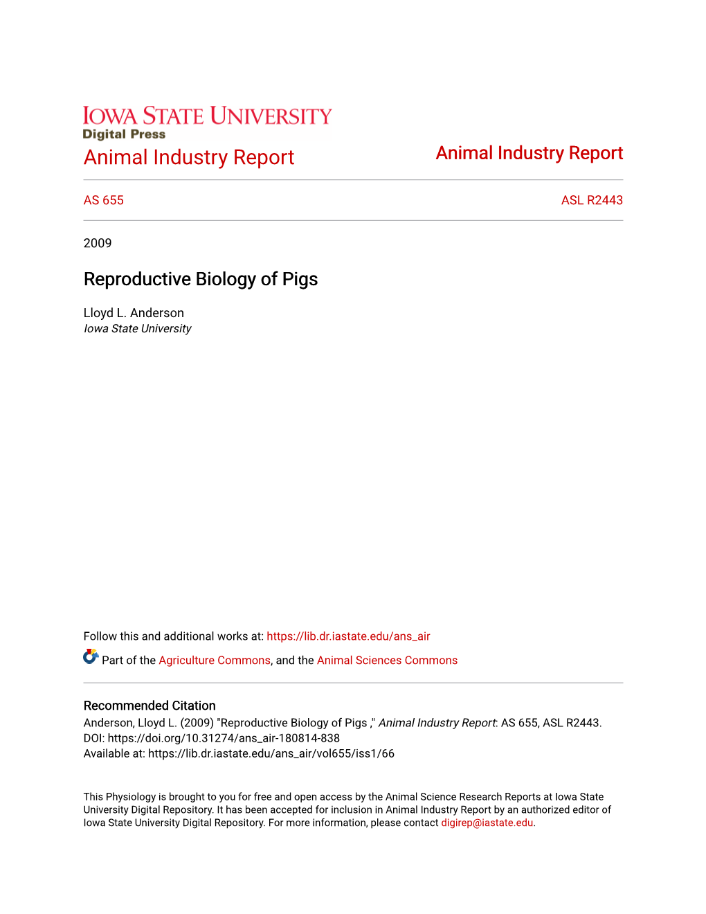 Reproductive Biology of Pigs