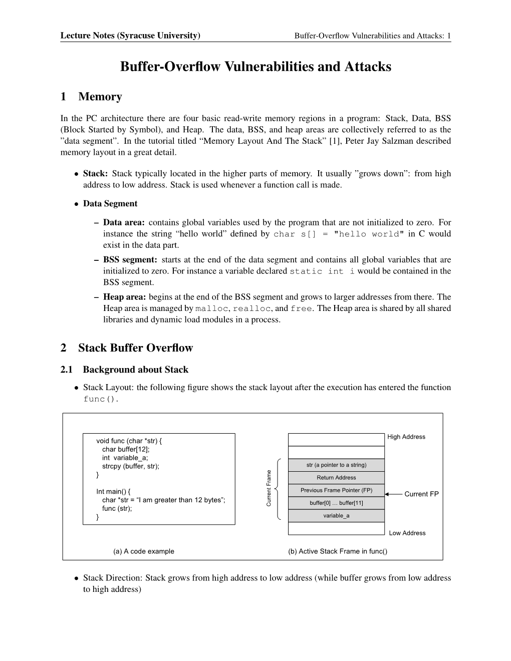 Buffer-Overflow Vulnerabilities and Attacks