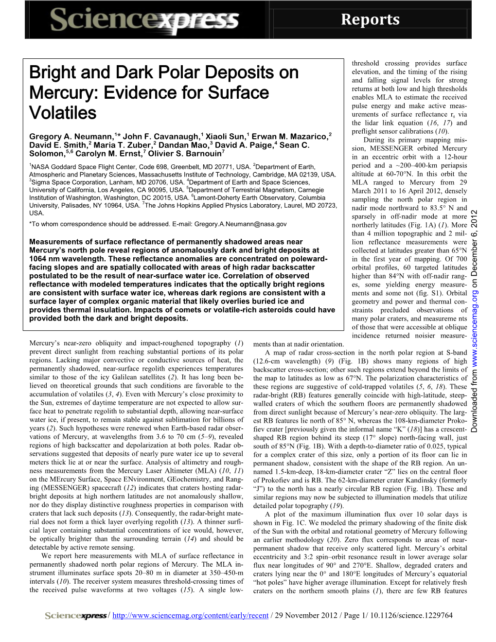 Bright and Dark Polar Deposits on Mercury: Evidence for Surface