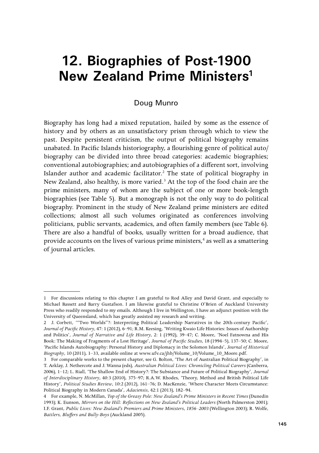 12. Biographies of Post-1900 New Zealand Prime Ministers1