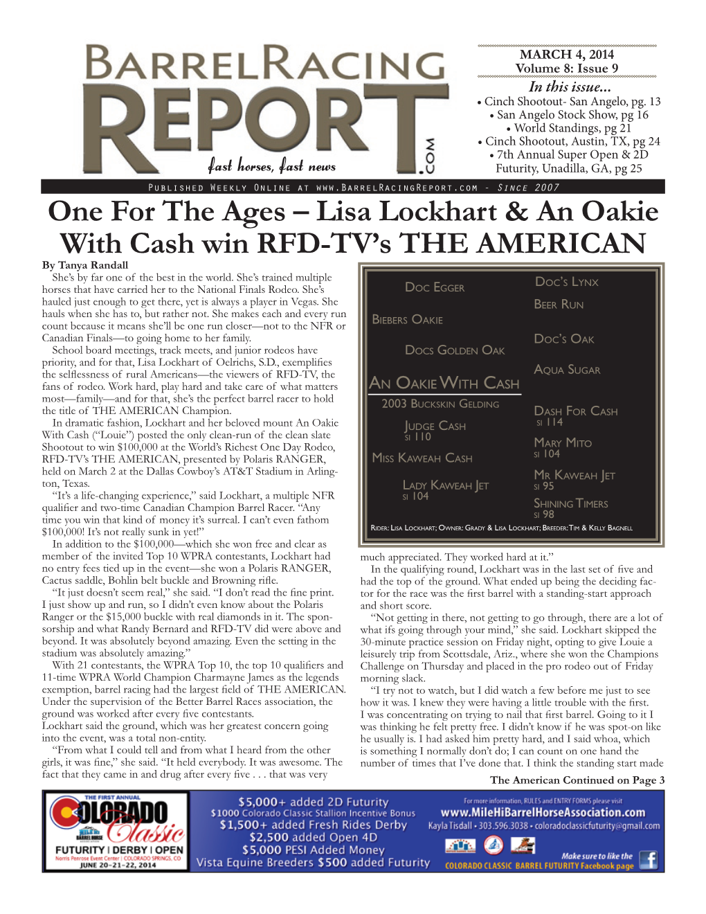 Lisa Lockhart & an Oakie with Cash Win Rfd-TV's the American