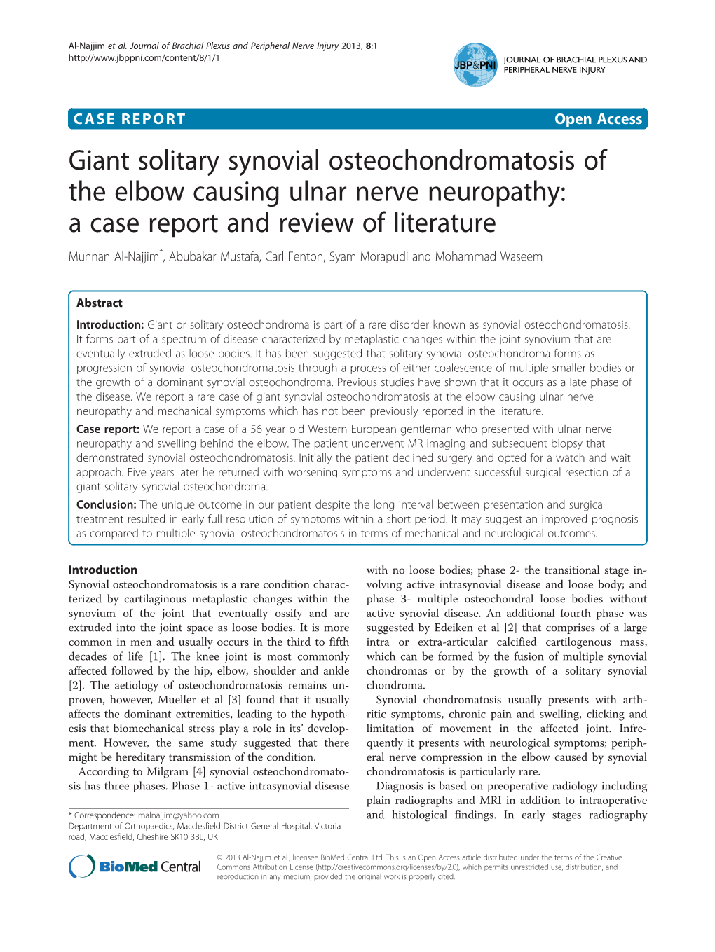 Giant Solitary Synovial Osteochondromatosis of the Elbow