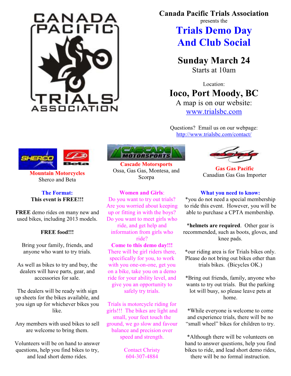 Trials Demo Day and Club Social