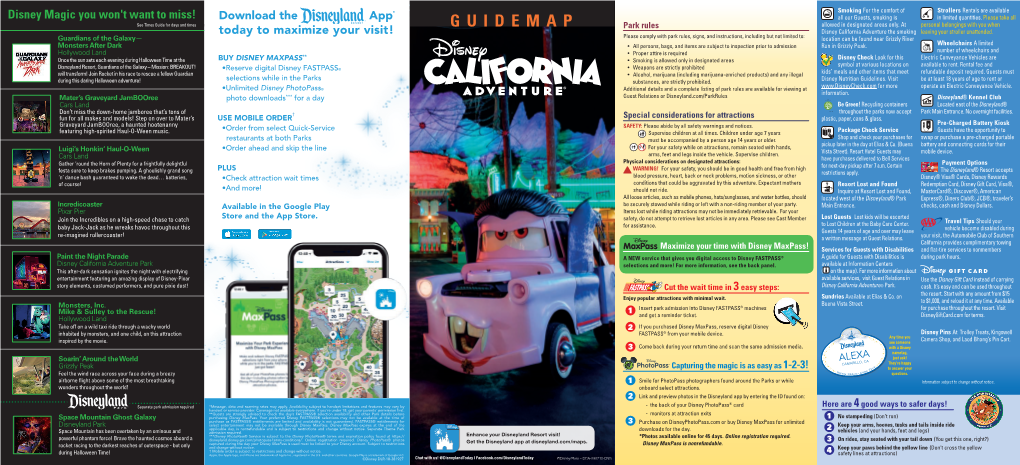 Disney California Adventure Park Selections and More! for More Information, See the Back Panel