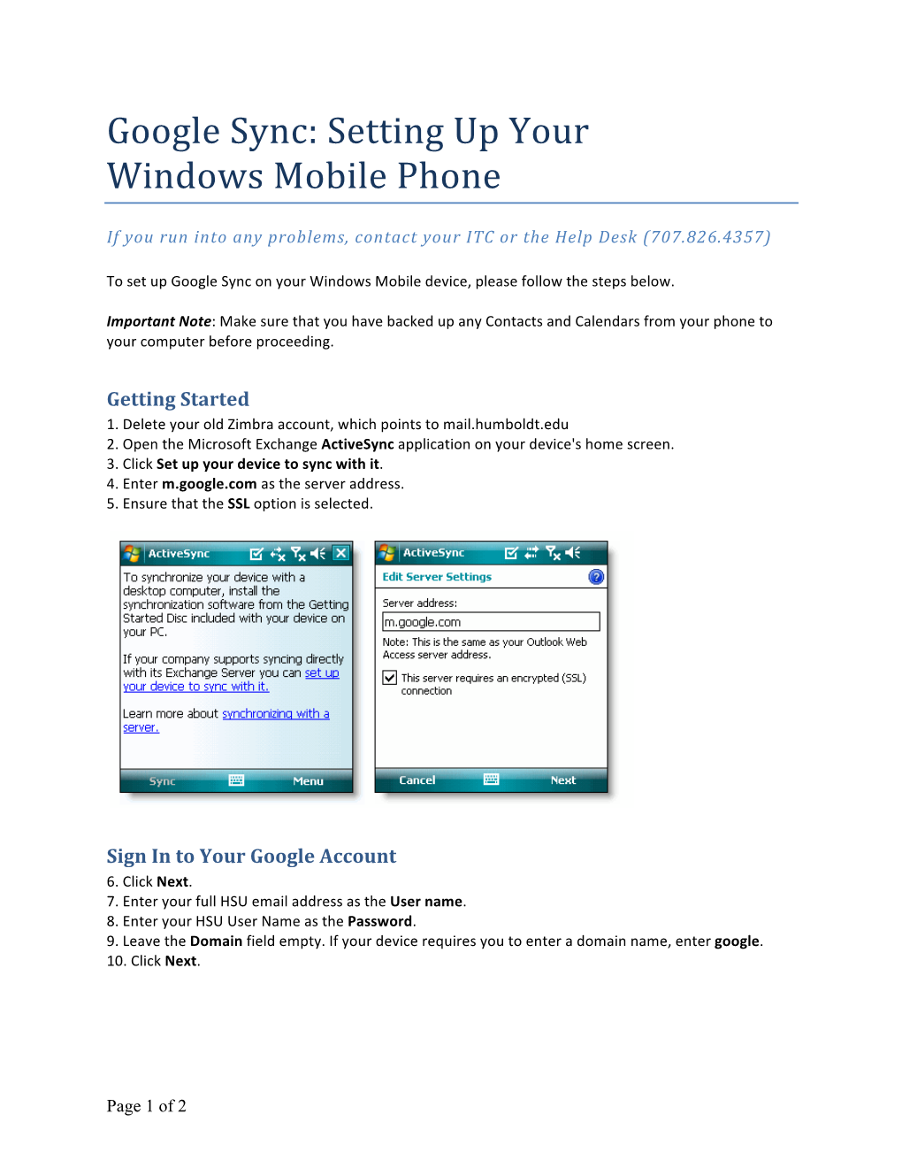 Google Sync: Setting up Your Windows Mobile Phone
