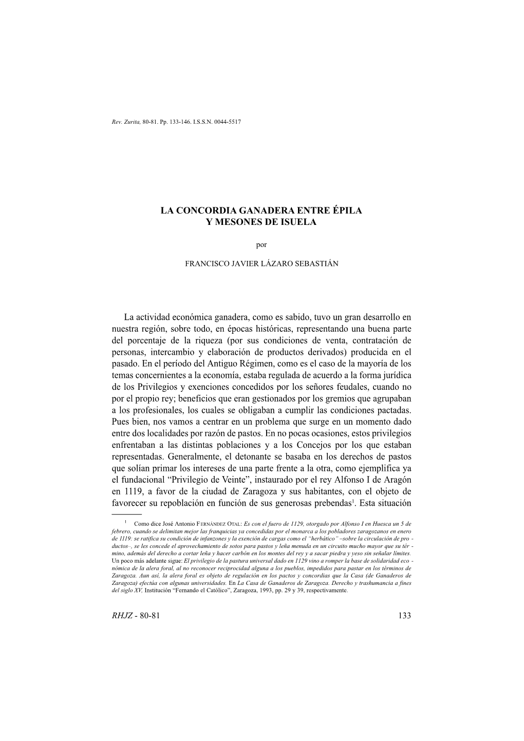 3. La Concordia Ganadera Entre Épila Y Mesones De Isuela, Por Francisco