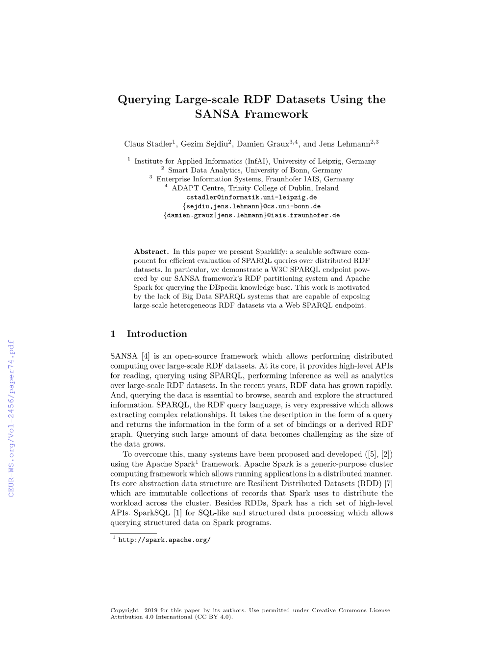 Querying Large-Scale RDF Datasets Using the SANSA Framework