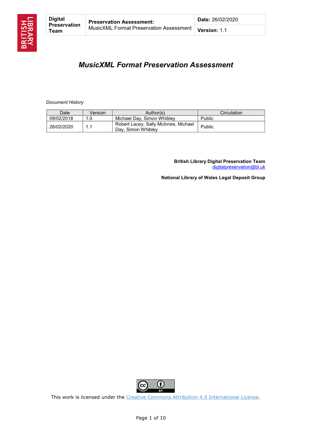 Musicxml Format Preservation Assessment Team Version: 1.1