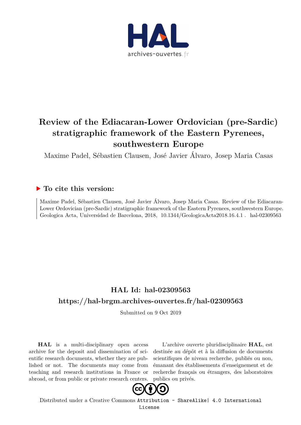 Review of the Ediacaran-Lower Ordovician (Pre-Sardic