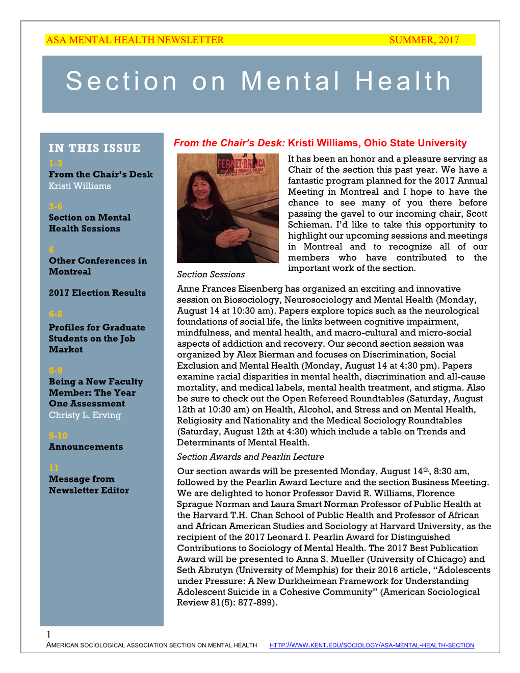 Section on Mental Health