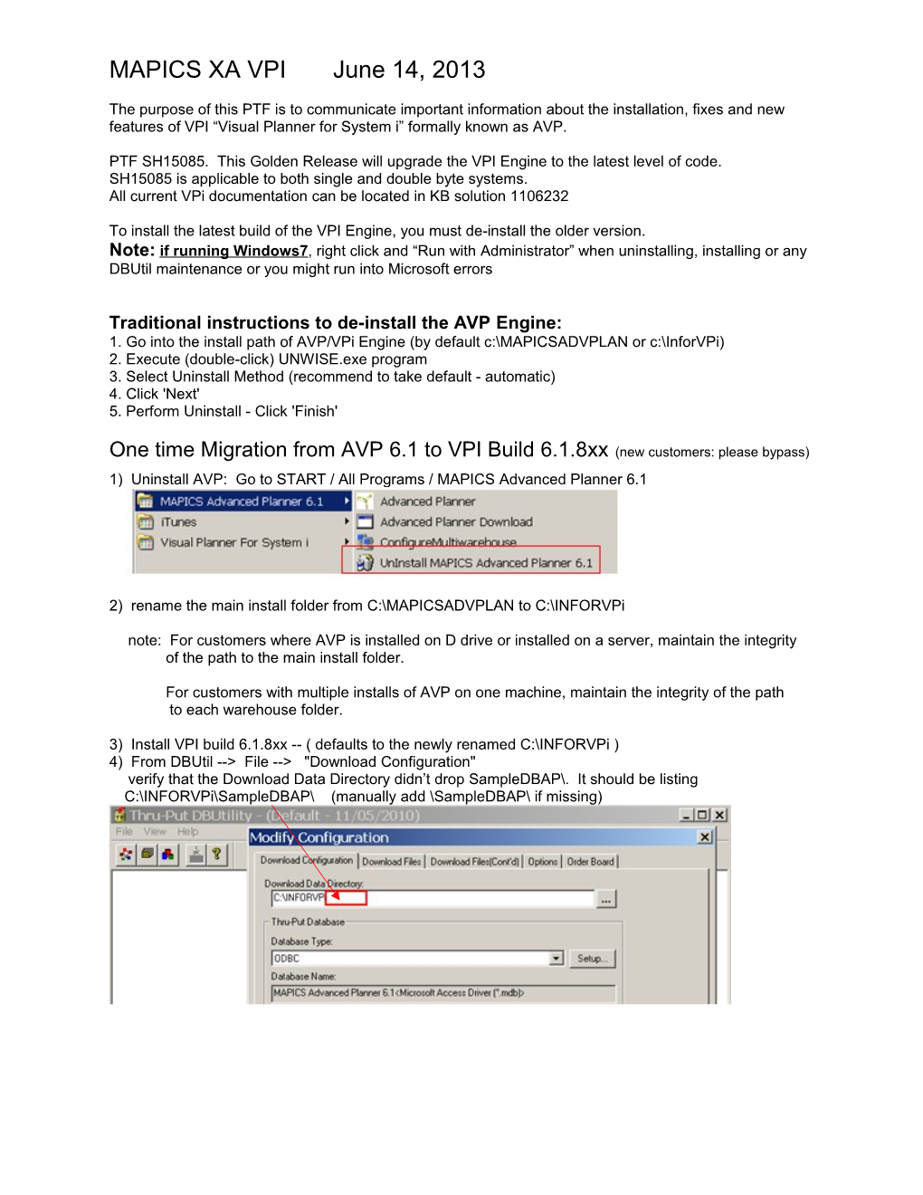 MAPICS XA AVP Engine Informational PTF (SH14539) for XA Release 6