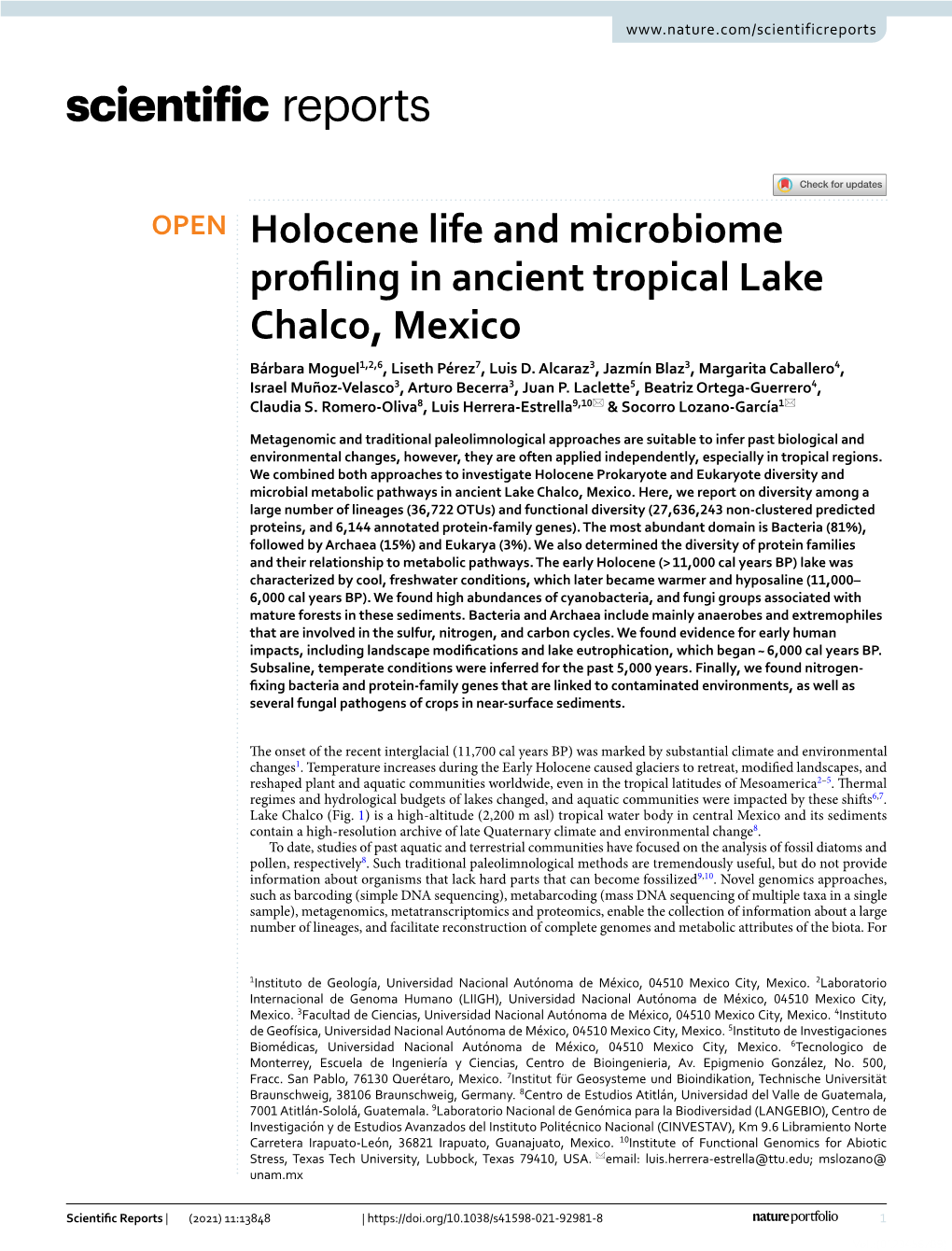 Holocene Life and Microbiome Profiling in Ancient Tropical Lake