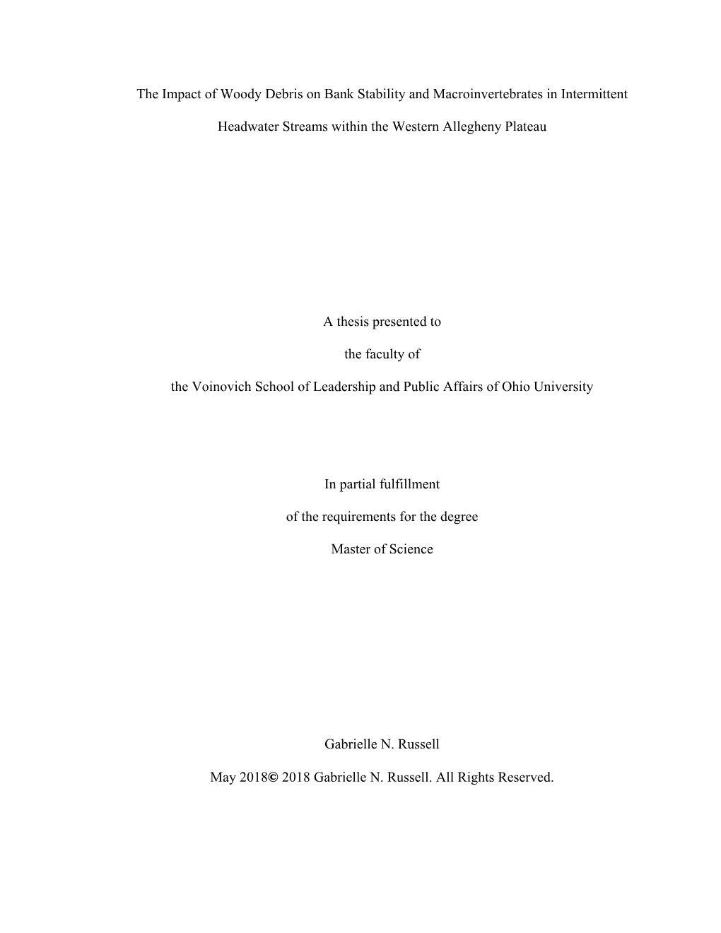 The Impact of Woody Debris on Bank Stability and Macroinvertebrates in Intermittent