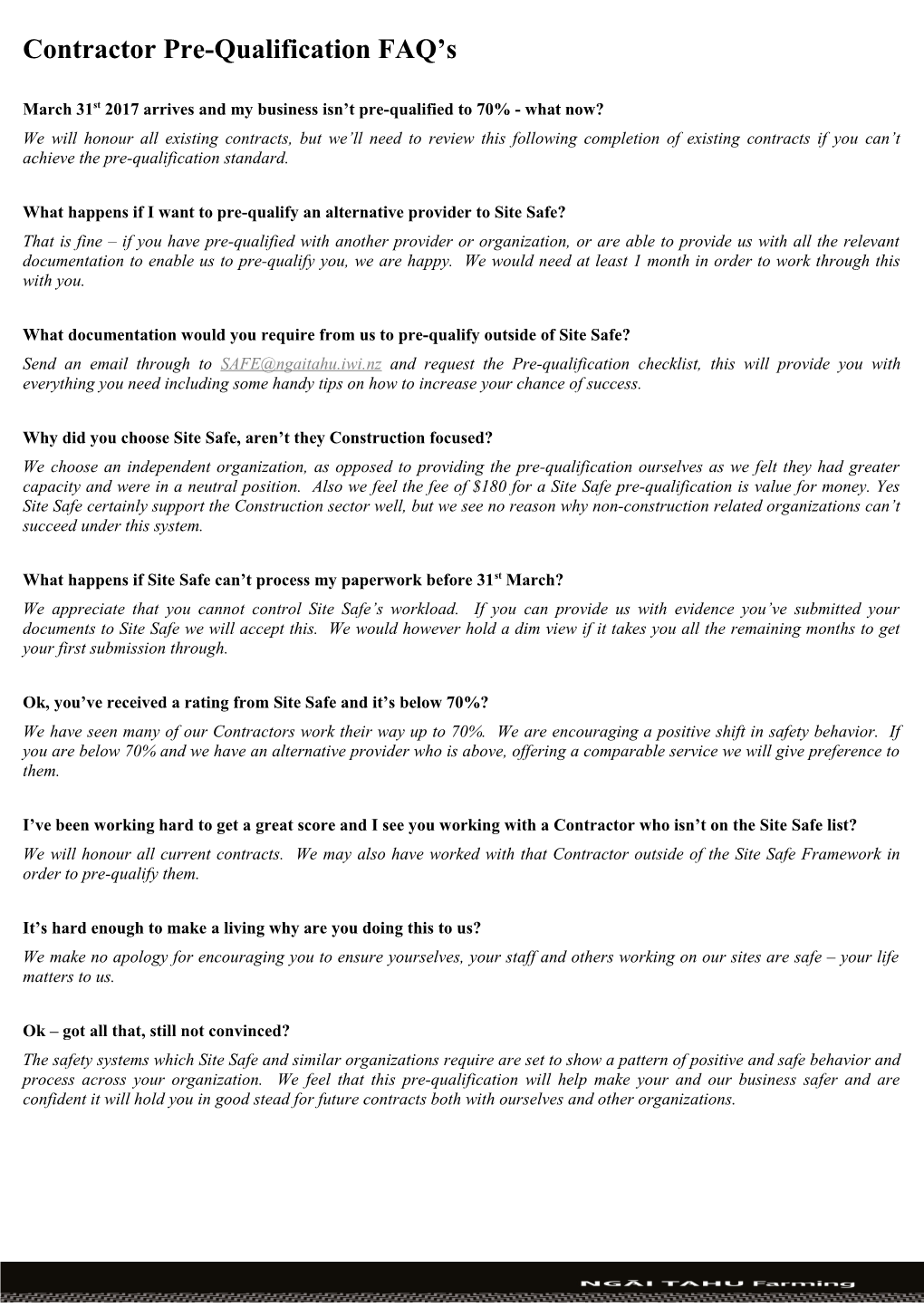 Contractor Pre-Qualification FAQ S