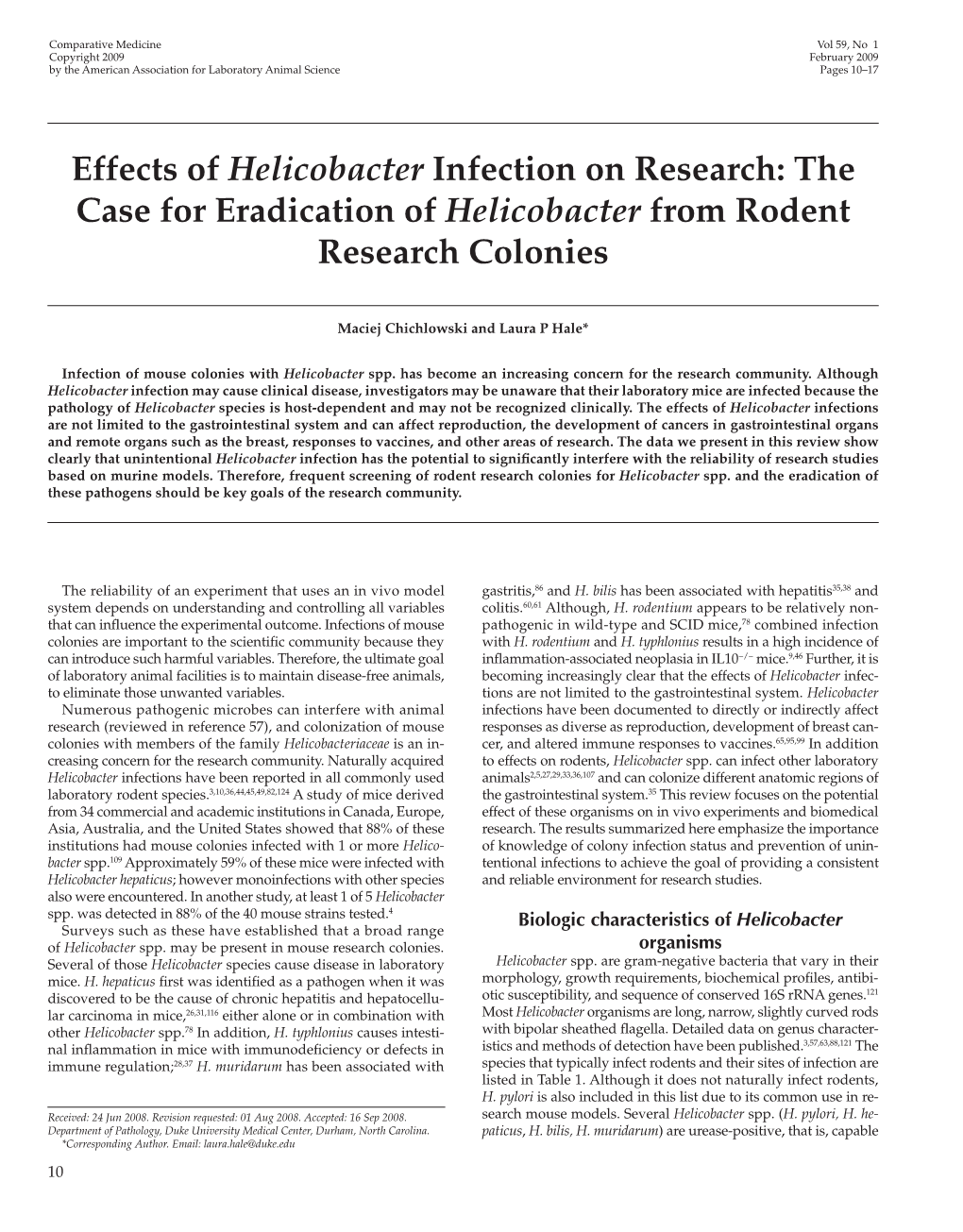 Effects of Helicobacter Infection on Research: the Case for Eradication of Helicobacter from Rodent Research Colonies