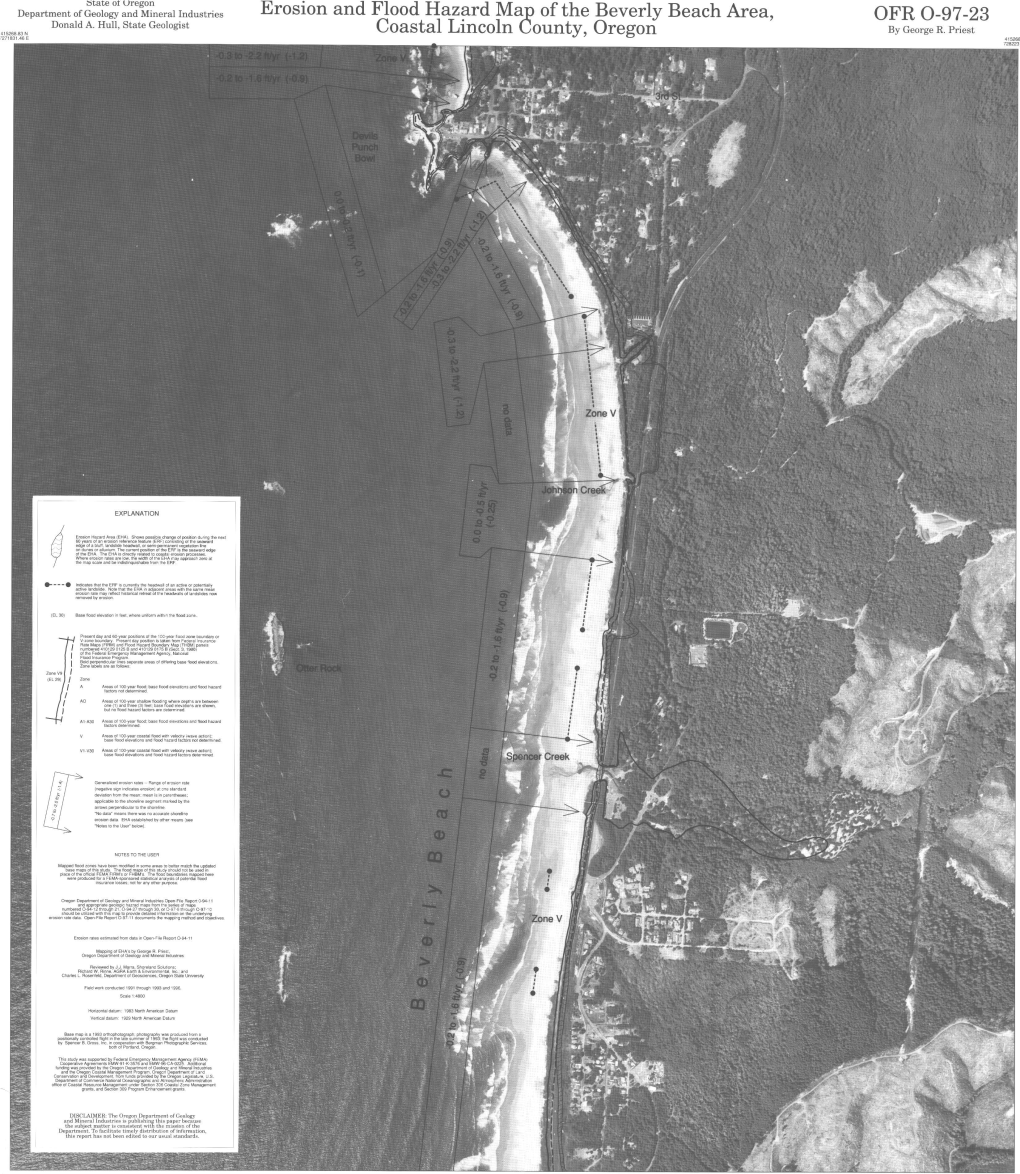 Erosion and Flood Hazard Map of the Beverly Beach Area, Coastal Lincoln