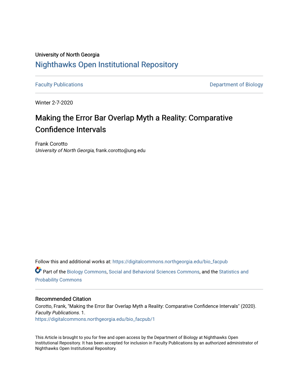 Making the Error Bar Overlap Myth a Reality: Comparative Confidence Intervals