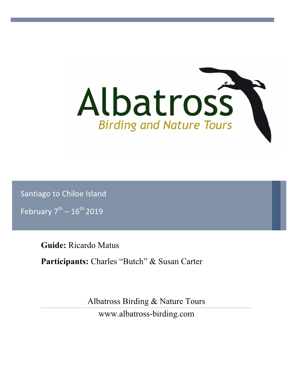 Susan Carter Albatross Birding & Nature Tours Www