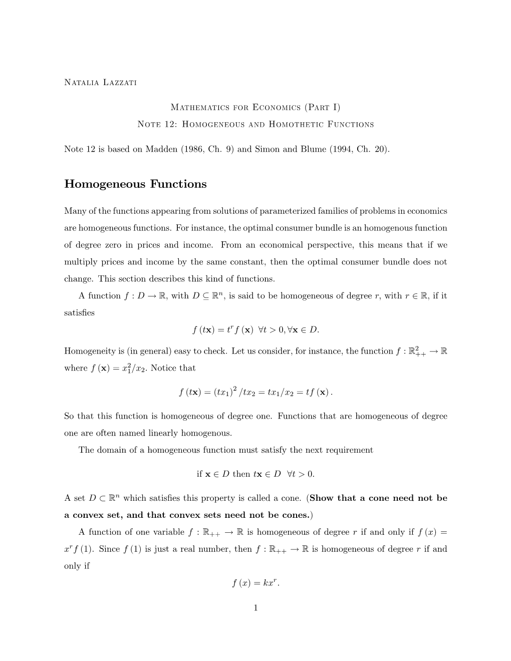 Homogeneous Functions