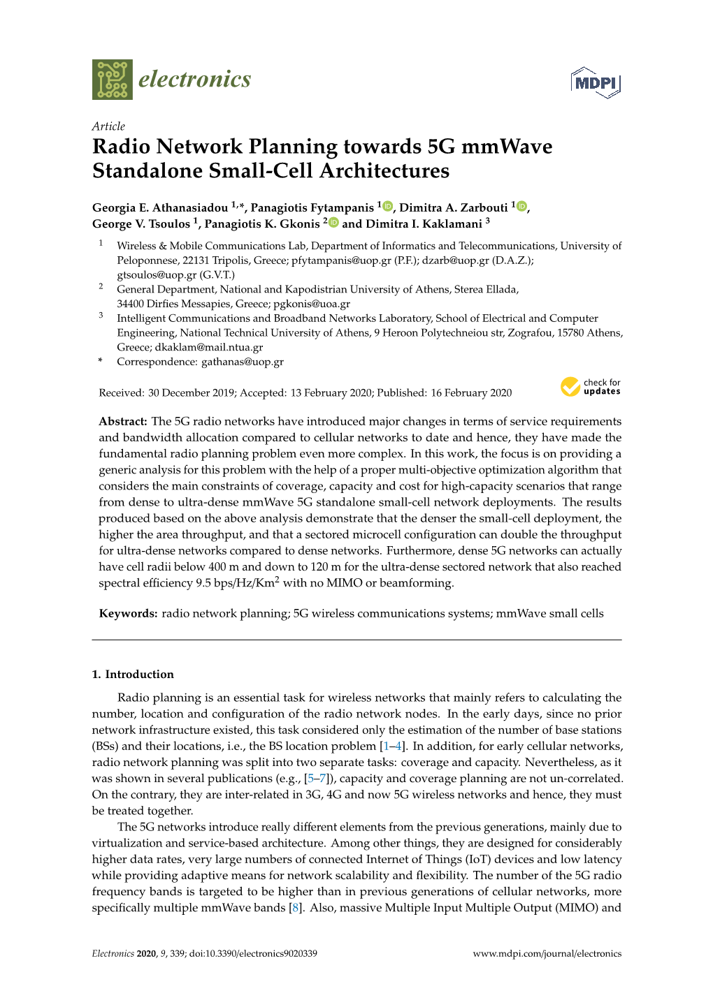 Radio Network Planning Towards 5G Mmwave Standalone Small-Cell Architectures