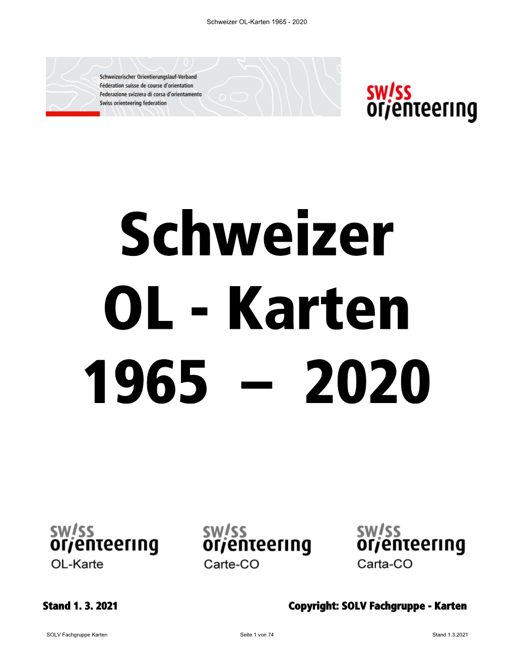 Schweizer OL-Karten 1965 - 2020