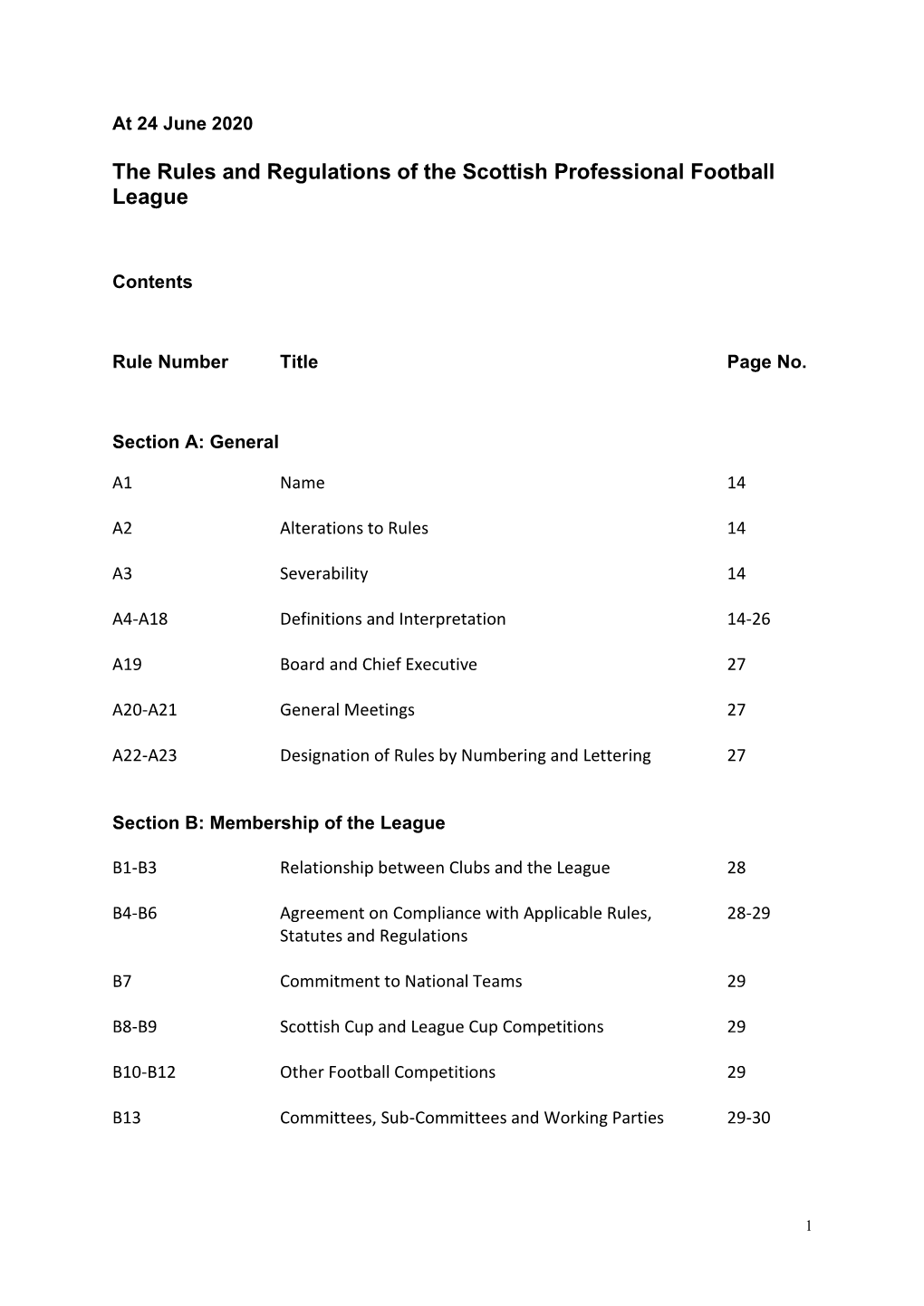 The Rules of the Scottish Professional Football League, As Amended from Time to Time;