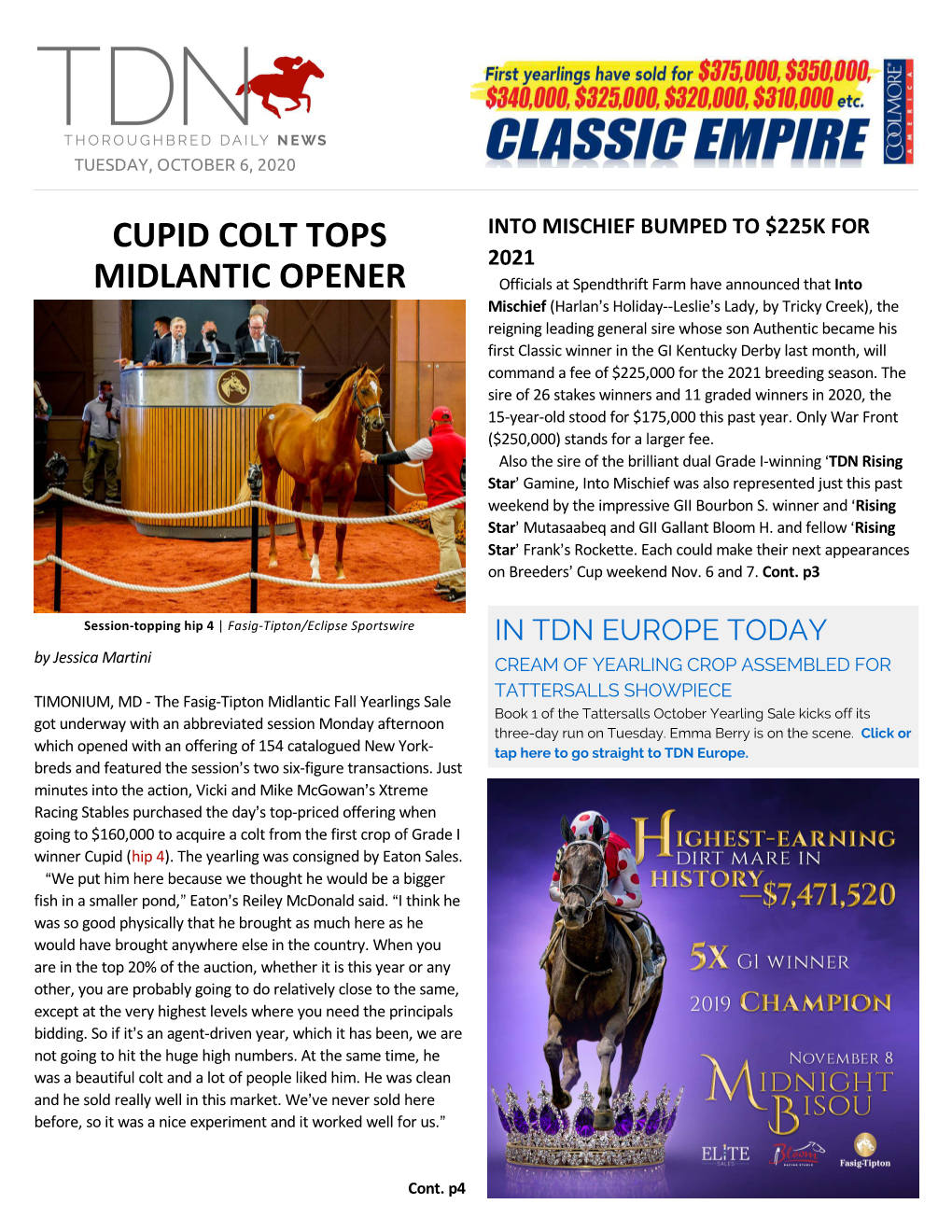 Cupid Colt Tops Midlantic Opener