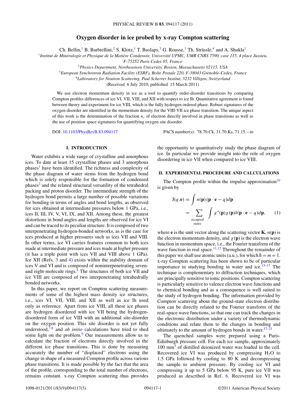 Oxygen Disorder in Ice Probed by X-Ray Compton Scattering