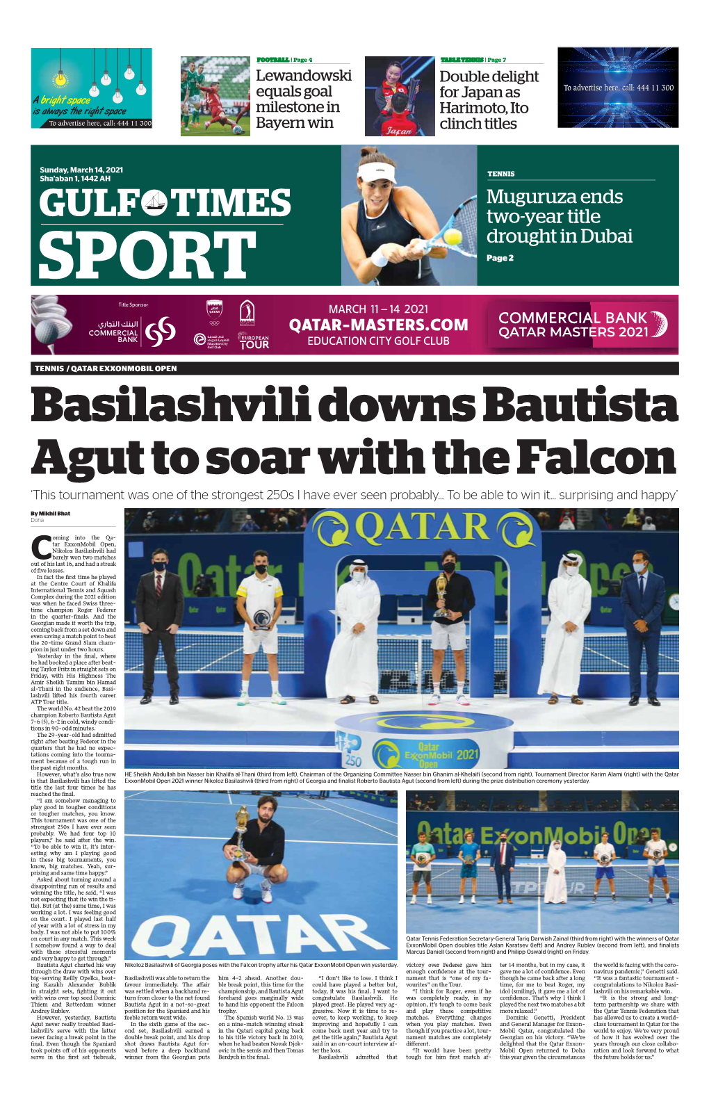 Basilashvili Downs Bautista Agut to Soar with the Falcon ‘This Tournament Was One of the Strongest 250S I Have Ever Seen Probably