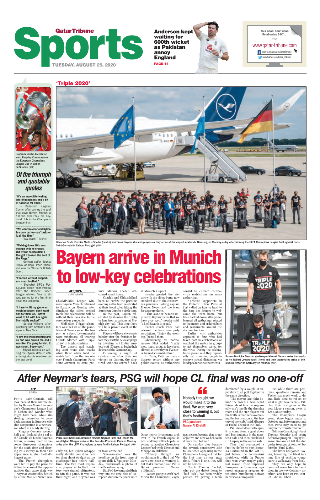 Bayern Arrive in Munich to Low-Key Celebrations
