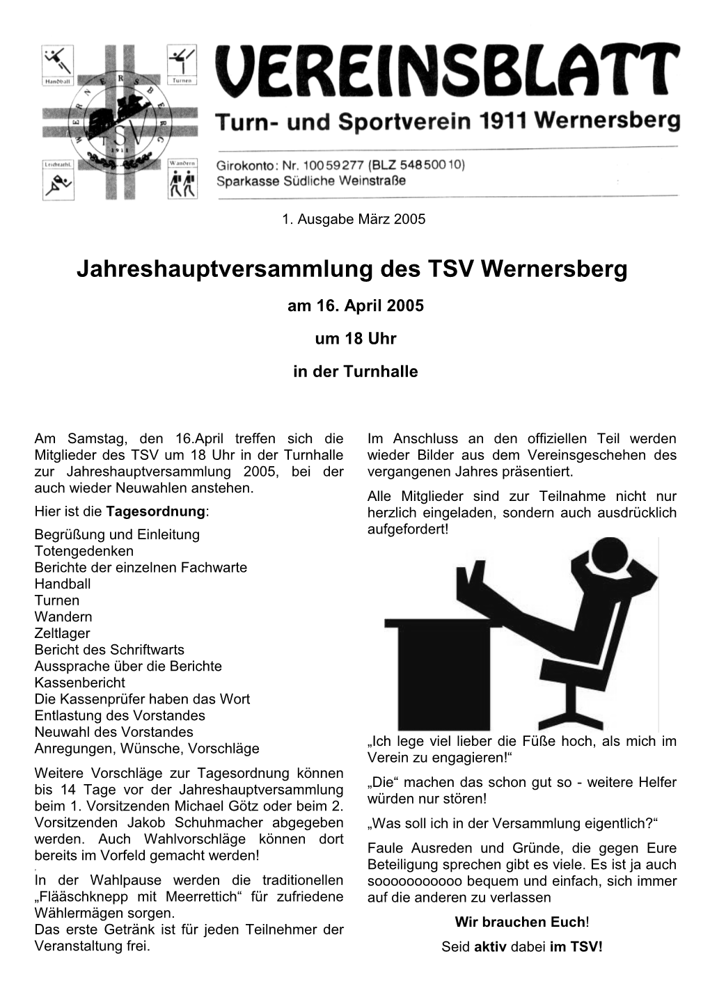 Jahreshauptversammlung Des TSV Wernersberg Am 16