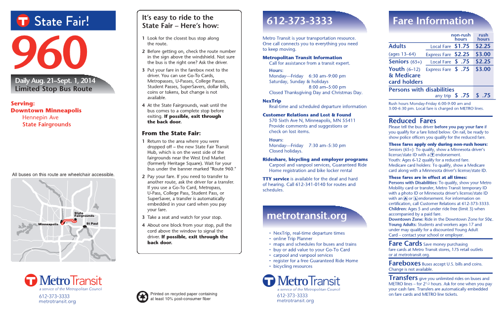 Metrotransit Fair Route