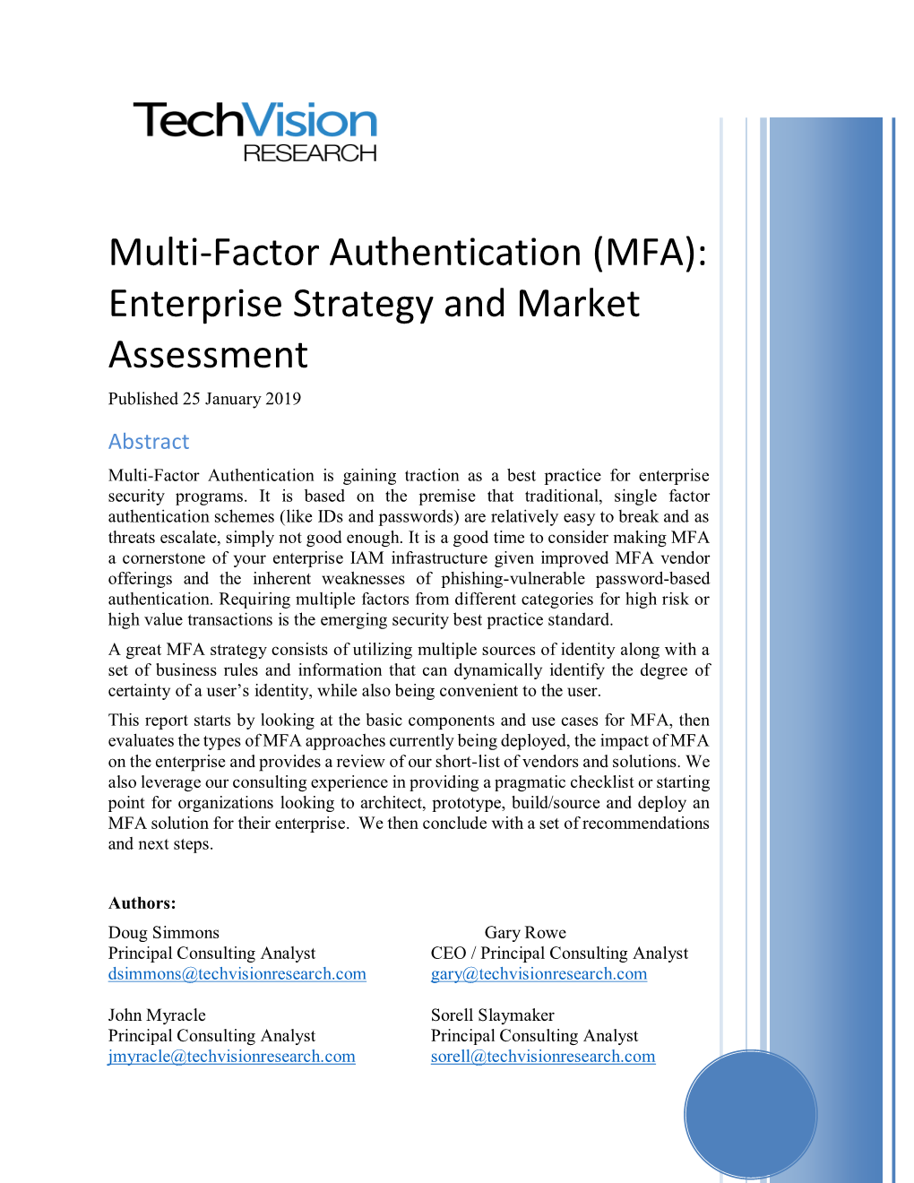 Multi-Factor Authentication (MFA): Enterprise Strategy and Market Assessment