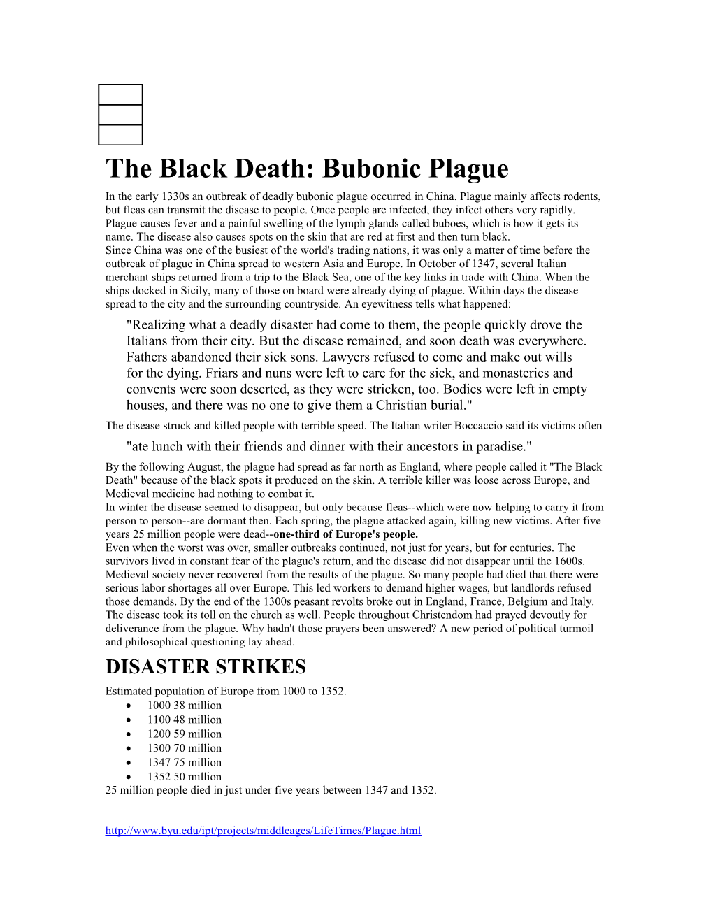 The Black Death: Bubonic Plague