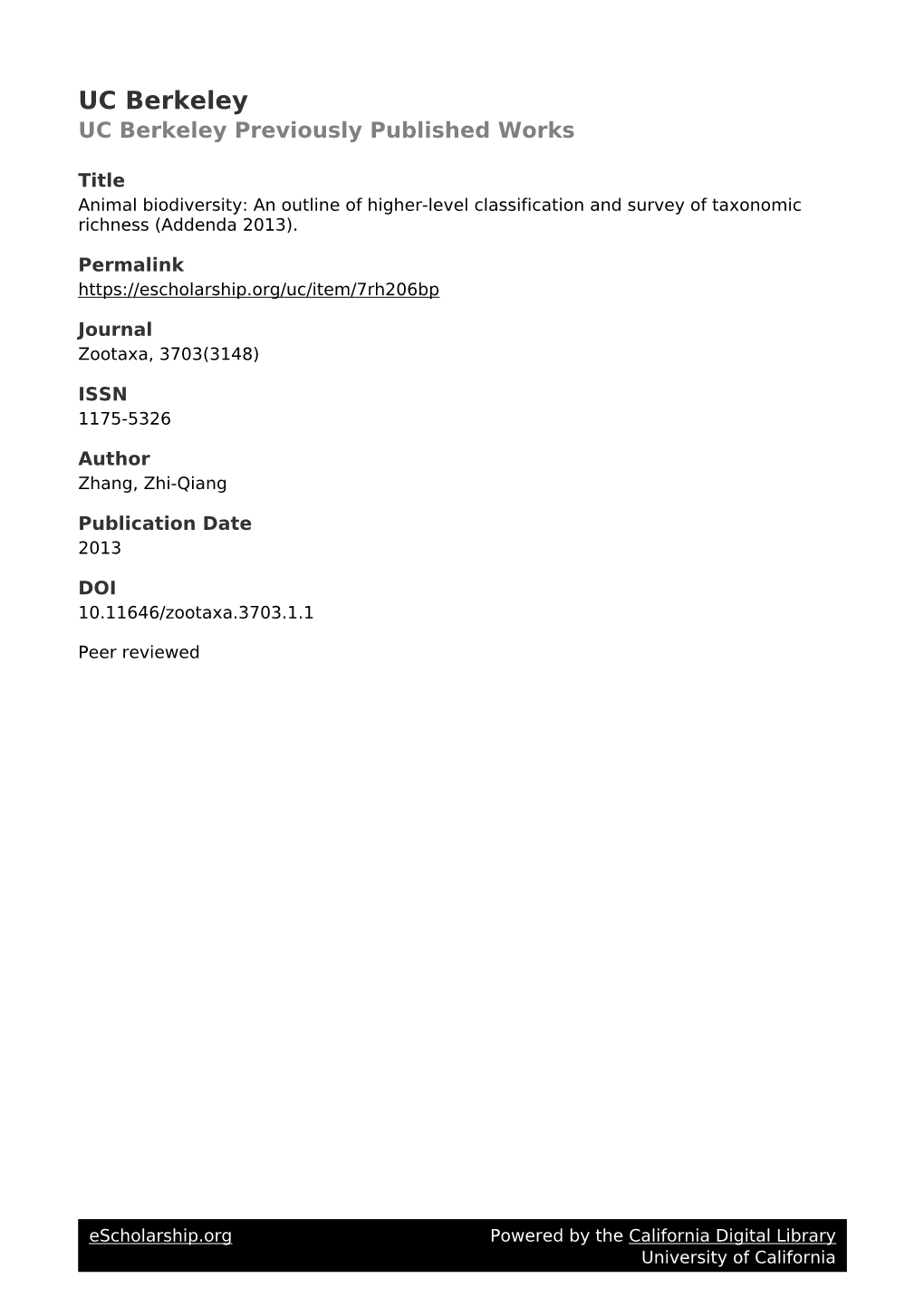 An Outline of Higher-Level Classification and Survey of Taxonomic Richness (Addenda 2013)