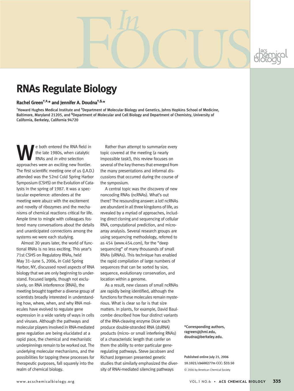 Rnas Regulate Biology