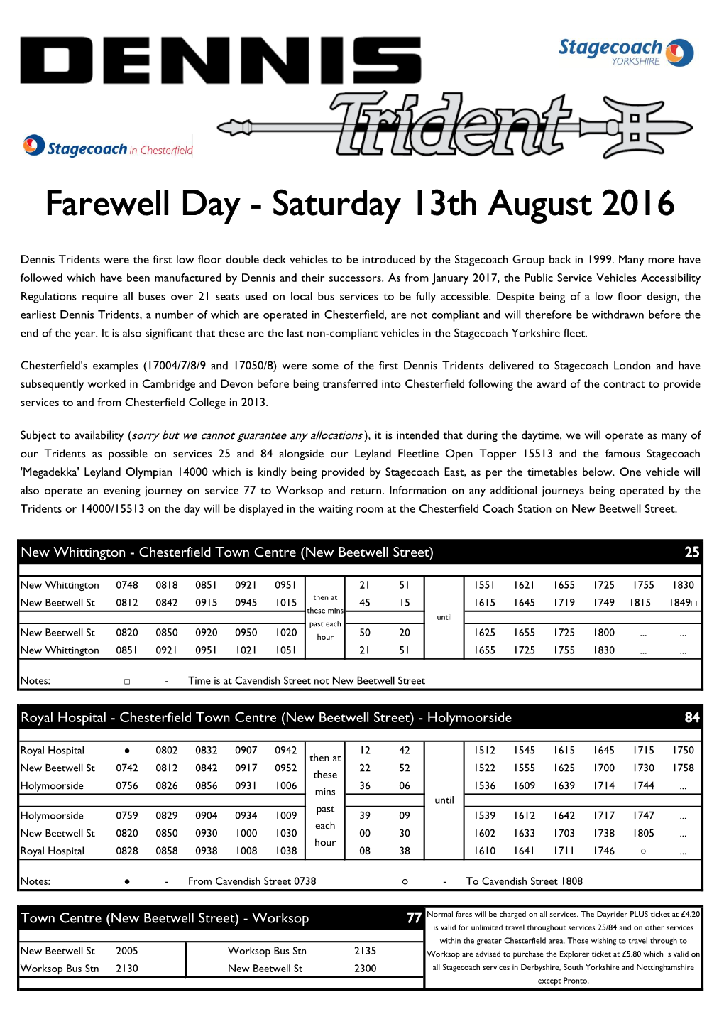 Farewell Day - Saturday 13Th August 2016