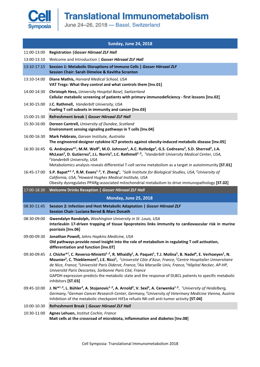 Cell Symposium Translational Immunometabolism